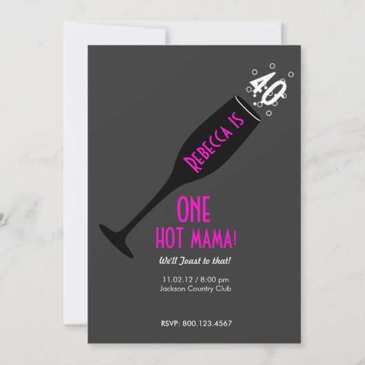 Uitnodiging op 40e verjaardag - Heet Mama Cheers! (Achterkant)