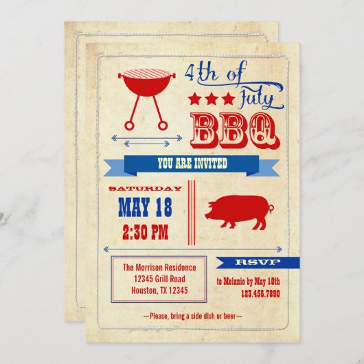 uitnodiging op 4 juli BBQ (Voorkant / Achterkant)