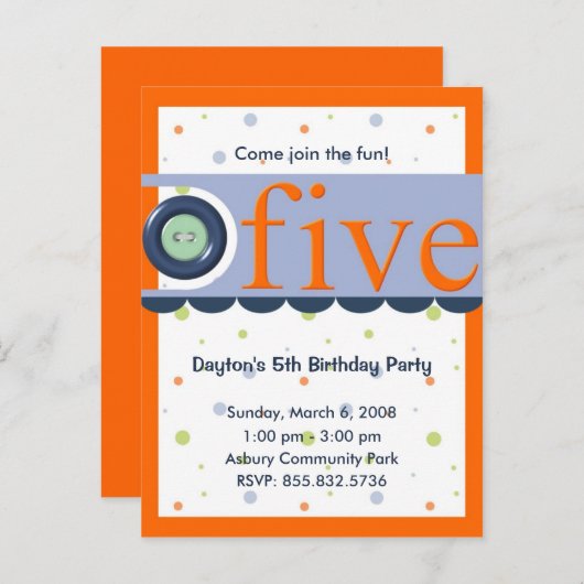 Uitnodiging op 5 oktober 2005 (Voorkant / Achterkant)