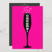 Uitnodiging op 60ste verjaardag - champagne toast! (Voorkant / Achterkant)