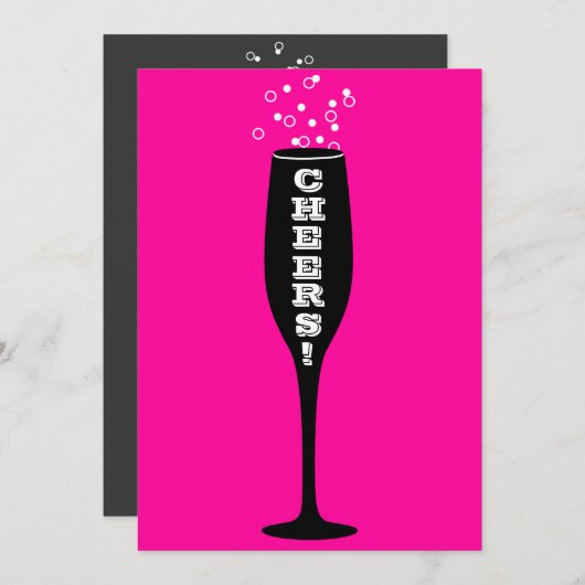 Uitnodiging op 60ste verjaardag - champagne toast! (Voorkant / Achterkant)