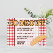 Uitnodiging op BBQ-partij met hotdog (Staand voorkant)