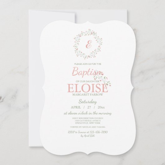 Uitnodiging op blote monogram (Voorkant)