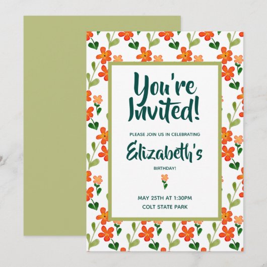 Uitnodiging op Bright Summer Flowers (Voorkant / Achterkant)