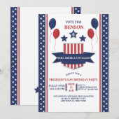 Uitnodiging op dag van rode witte en blauwe Presid (Voorkant / Achterkant)