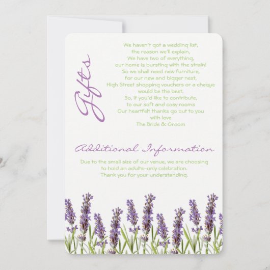 Uitnodiging op de avond van de Lavender (Achterkant)