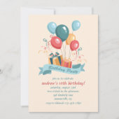 Uitnodiging op de Balloons van Birthday Party (Voorkant)