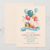 Uitnodiging op de Balloons van Birthday Party (Voorkant / Achterkant)