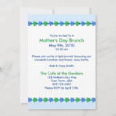 Uitnodiging op de blauwe lentevloer op moederdag (Achterkant)