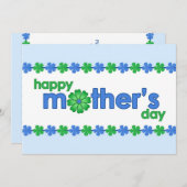 Uitnodiging op de blauwe lentevloer op moederdag (Voorkant / Achterkant)