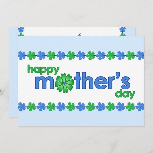 Uitnodiging op de blauwe lentevloer op moederdag (Voorkant / Achterkant)