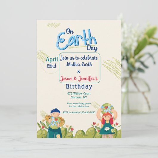 Uitnodiging op de Dag van de Aarde (Staand voorkant)