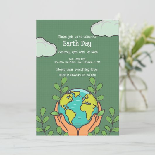 Uitnodiging op de Dag van de Aarde (Staand voorkant)