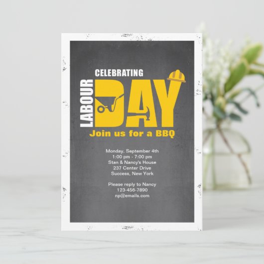 Uitnodiging op de dag van de arbeid (Staand voorkant)