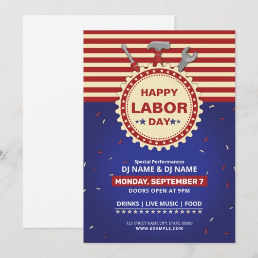 Uitnodiging op de dag van de arbeid (Voorkant / Achterkant)