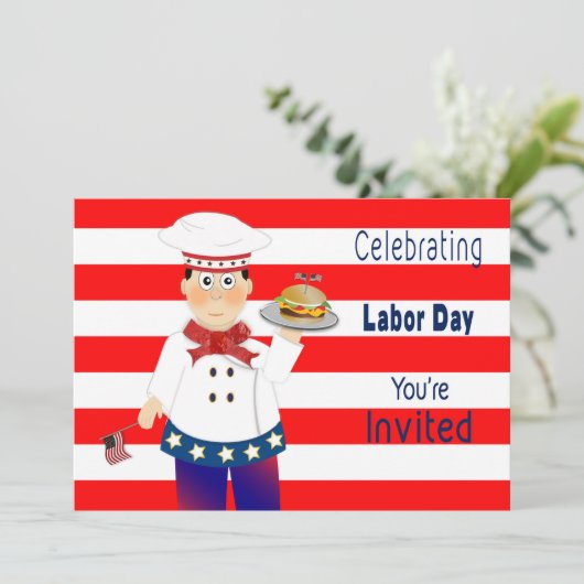 Uitnodiging op de Dag van de Arbeid, Chef Serving (Staand voorkant)