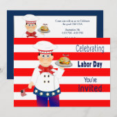 Uitnodiging op de Dag van de Arbeid, Chef Serving (Voorkant / Achterkant)