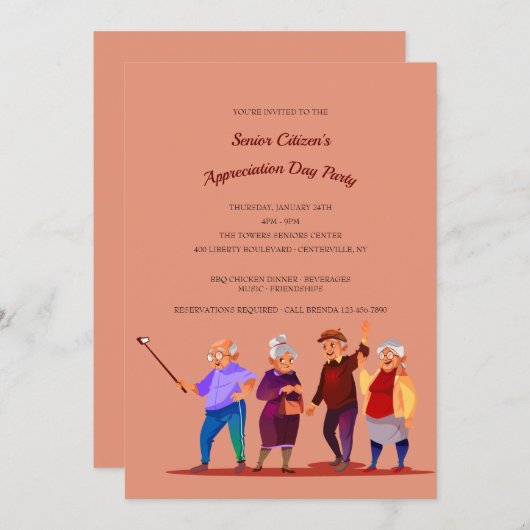 Uitnodiging op de dag van de senioren (Voorkant / Achterkant)