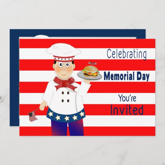 Uitnodiging op de herdenkingsdag Chef Serving Chee (Voorkant / Achterkant)