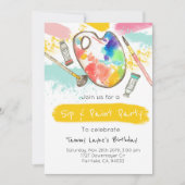 Uitnodiging op feestdag en verf voor volwassenen (Voorkant)