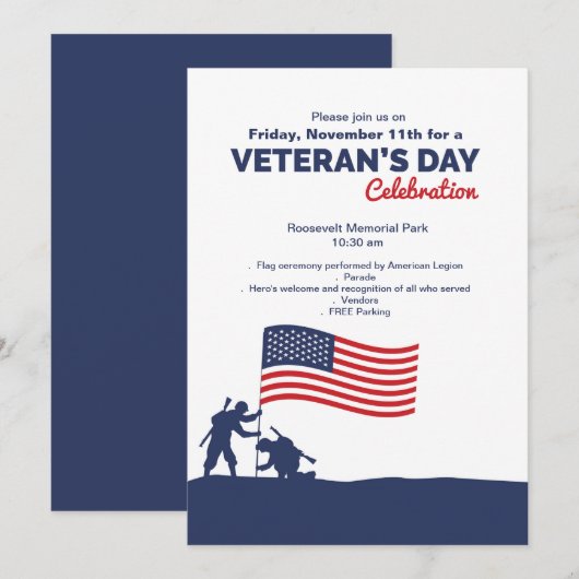 Uitnodiging op feestdag vieren (Voorkant / Achterkant)