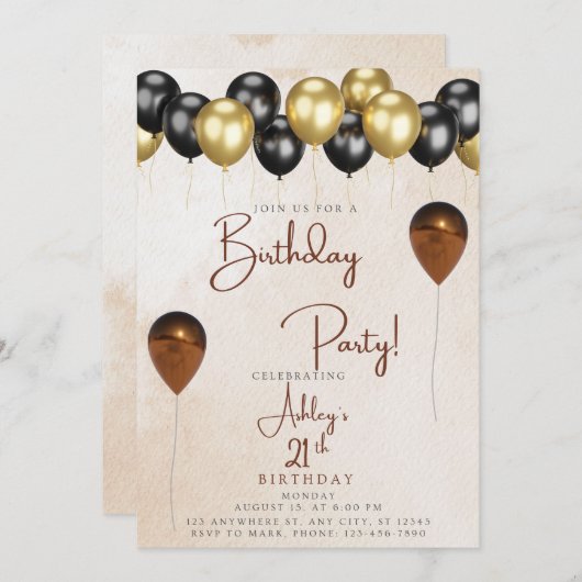 uitnodiging op geboortedag (Voorkant / Achterkant)