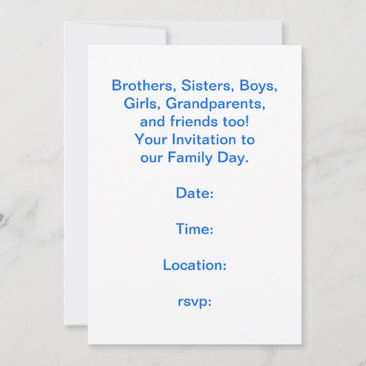 Uitnodiging op gezinsdag (Achterkant)