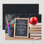 Uitnodiging op het bureau van de leraar (Voorkant / Achterkant)