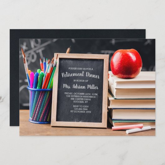 Uitnodiging op het bureau van de leraar (Voorkant / Achterkant)