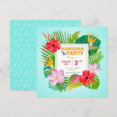Uitnodiging op het Luau-plein Hawaiian (Voorkant / Achterkant)