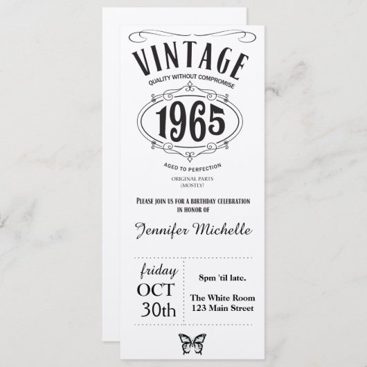  uitnodiging op jaardag 1965 (Voorkant / Achterkant)