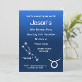 Uitnodiging op speciale Taurus Zodiac Galaxy Party (Staand voorkant)