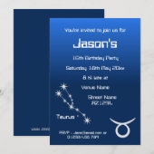 Uitnodiging op speciale Taurus Zodiac Galaxy Party (Voorkant / Achterkant)