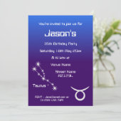 Uitnodiging op speciale Taurus Zodiac Galaxy Party (Staand voorkant)