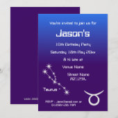 Uitnodiging op speciale Taurus Zodiac Galaxy Party (Voorkant / Achterkant)
