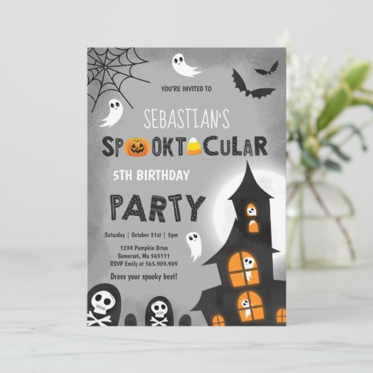 Uitnodiging op uitnodiging van Haunted House Hallo (Staand voorkant)