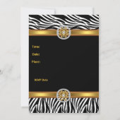 Uitnodiging op verjaardag Animal Zebra Gold Jewel (Achterkant)