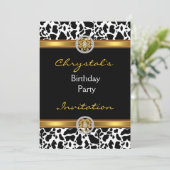 Uitnodiging op verjaardag Koe van gouden juwelen (Staand voorkant)