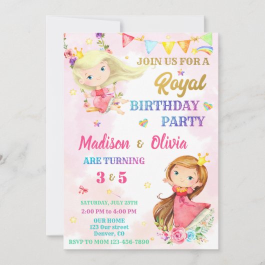 Uitnodiging op verjaardag prinses - Koninklijke ui (Voorkant)