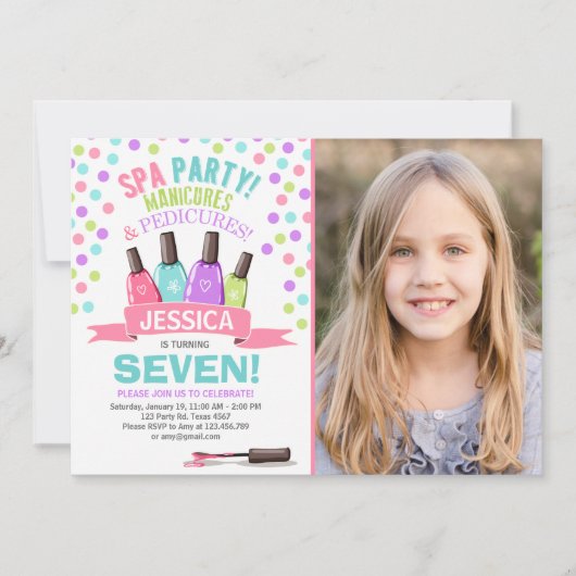 Uitnodiging op verjaardag van spa Manicures Salon  (Voorkant)