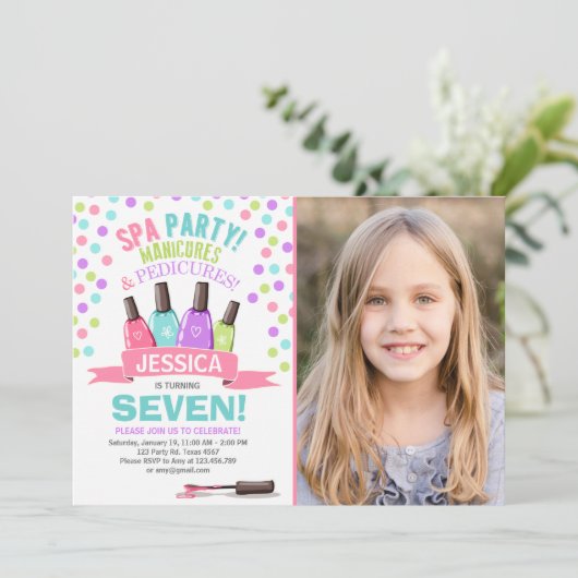 Uitnodiging op verjaardag van spa Manicures Salon (Staand voorkant)