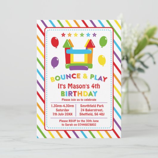 Uitnodiging op verjaardagsfeest (Staand voorkant)