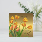 Uitnodiging op zaterdag 50e Elegant Tulps Gold (Staand voorkant)