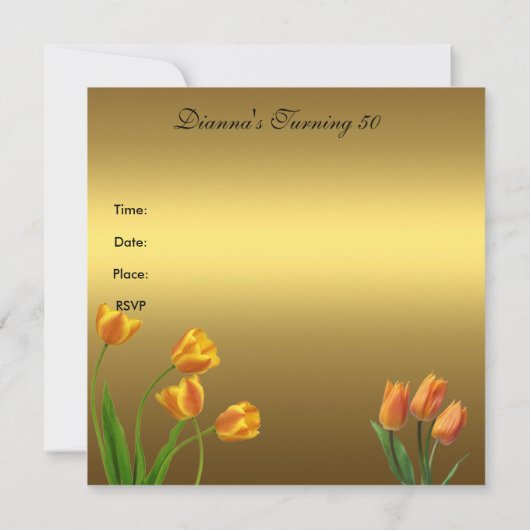 Uitnodiging op zaterdag 50e Elegant Tulps Gold (Achterkant)