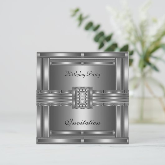 Uitnodiging op zaterdag Chrome over zilverdiamantj (Staand voorkant)