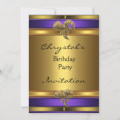 Uitnodiging op zaterdag Paarse gouden handdoeken (Voorkant)