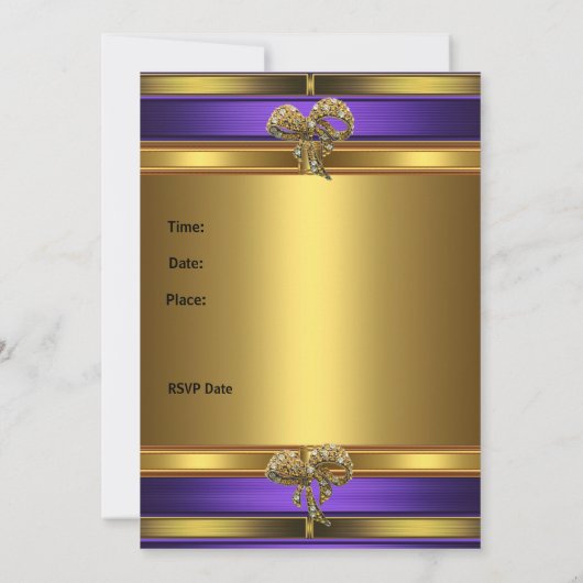 Uitnodiging op zaterdag Paarse gouden handdoeken (Achterkant)