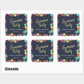 Uitnodiging op zomerfeestdag vierkante sticker (Vel)