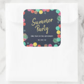Uitnodiging op zomerfeestdag vierkante sticker (Tas)