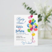 Uitnodiging op zondag met kleurrijke ballonnen (Staand voorkant)